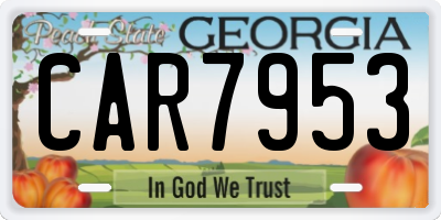 GA license plate CAR7953