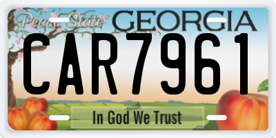 GA license plate CAR7961