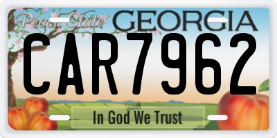 GA license plate CAR7962