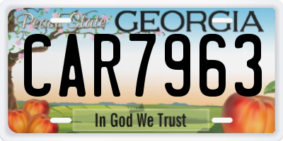 GA license plate CAR7963