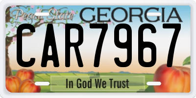 GA license plate CAR7967