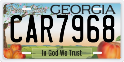 GA license plate CAR7968