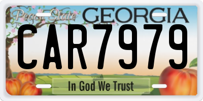 GA license plate CAR7979