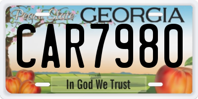 GA license plate CAR7980