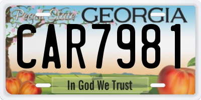 GA license plate CAR7981