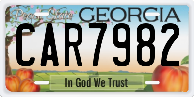 GA license plate CAR7982