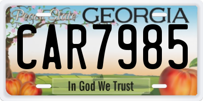GA license plate CAR7985
