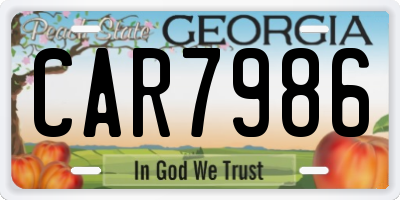 GA license plate CAR7986