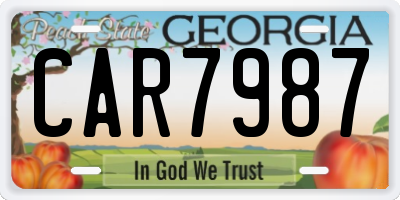 GA license plate CAR7987