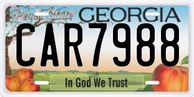 GA license plate CAR7988