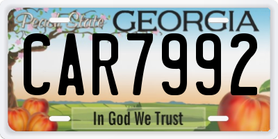 GA license plate CAR7992