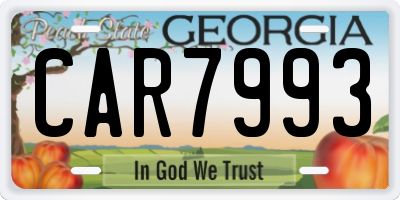 GA license plate CAR7993