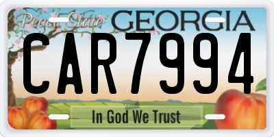 GA license plate CAR7994