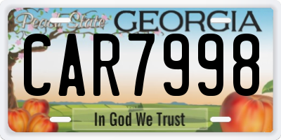 GA license plate CAR7998