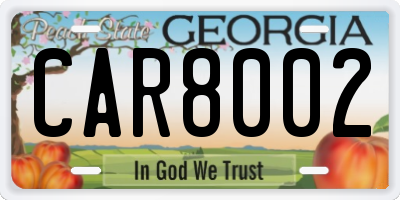 GA license plate CAR8002