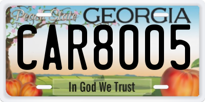 GA license plate CAR8005