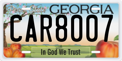 GA license plate CAR8007