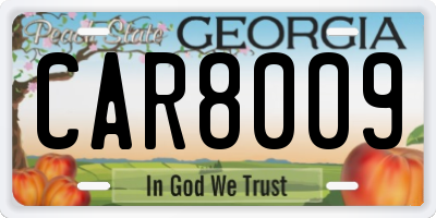 GA license plate CAR8009