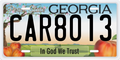 GA license plate CAR8013