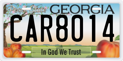 GA license plate CAR8014