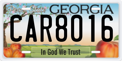 GA license plate CAR8016