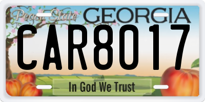 GA license plate CAR8017