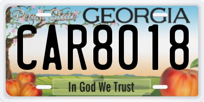 GA license plate CAR8018