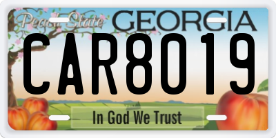 GA license plate CAR8019