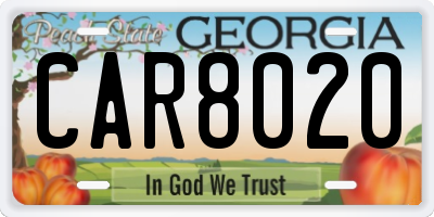 GA license plate CAR8020