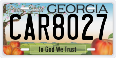 GA license plate CAR8027