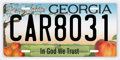 GA license plate CAR8031