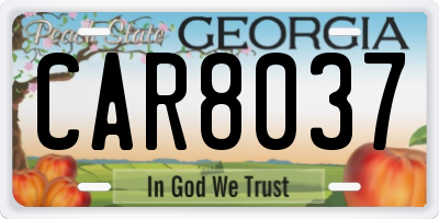 GA license plate CAR8037