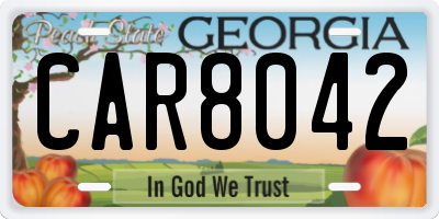 GA license plate CAR8042