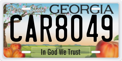 GA license plate CAR8049