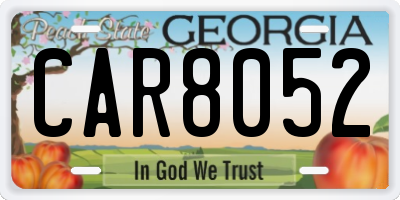 GA license plate CAR8052