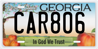 GA license plate CAR806