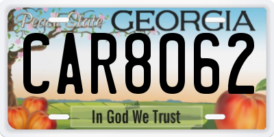 GA license plate CAR8062
