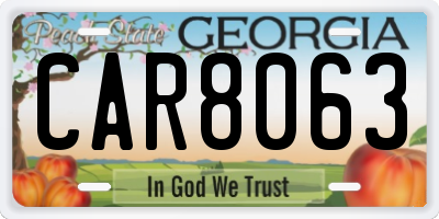 GA license plate CAR8063