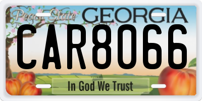 GA license plate CAR8066