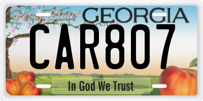 GA license plate CAR807