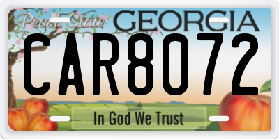 GA license plate CAR8072