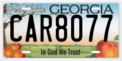 GA license plate CAR8077