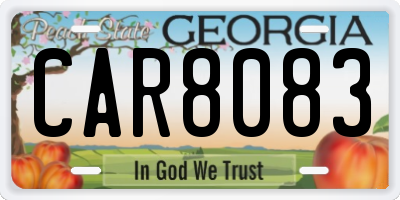 GA license plate CAR8083