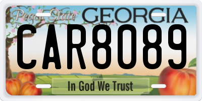 GA license plate CAR8089