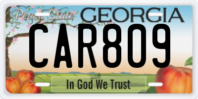 GA license plate CAR809