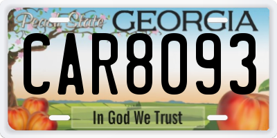 GA license plate CAR8093