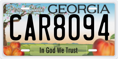 GA license plate CAR8094