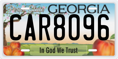 GA license plate CAR8096