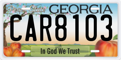 GA license plate CAR8103