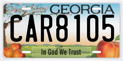 GA license plate CAR8105